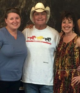Winemaker Bob Claymier with writer Casey L. Higgins and Karen Riddle, owner of Shadow Mountain Escape in Luray.